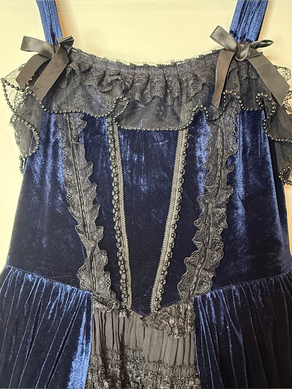 Dark In Love Indigo Dusk Midi Dress Large Romantic Gothic Blue Velvet Sleeveless - Picture 10 of 10